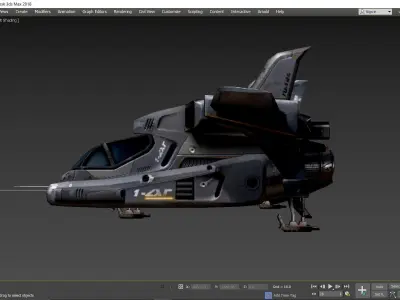 Game-ready Human Sci-fi spaceship Fighter Low-poly 3D model Low-poly 3D model