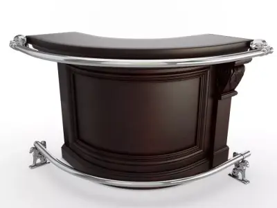 Rounder Wooden Counter 3D model