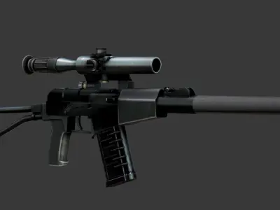 Modern Rifle With Scope 3D model