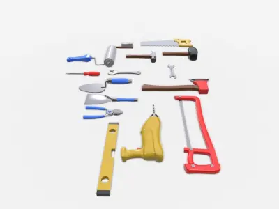 Cartoon Hand Tool Collection 3D model