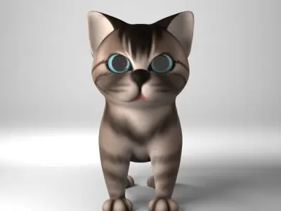 Kitten cartoon cat with eyes 3D model