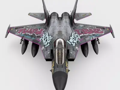 Halloween Air Force Fighter 3D Model Spooky Dominance Low-poly 3D model