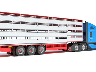 Truck with Animal Transporter Trailer 3D model order