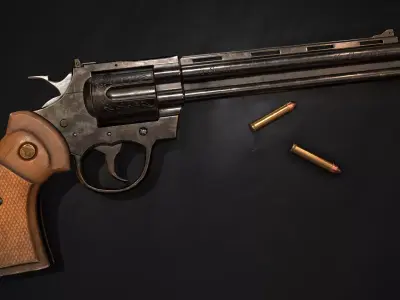 Revolver Low-poly 3D model 9