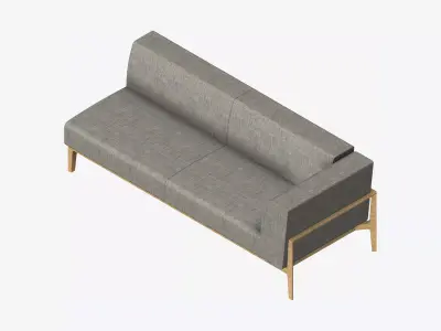 Furniture - Sofa - Contemporary - Oak - Medium - Sofa - Left Low-poly 3D model