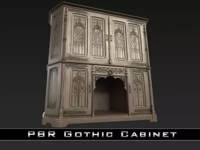 PBR Gothic Cabinet Low-poly 3D model