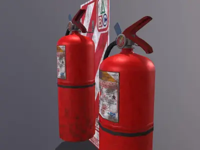 FireExtinguisher three fire extinguishers Low-poly 3D model