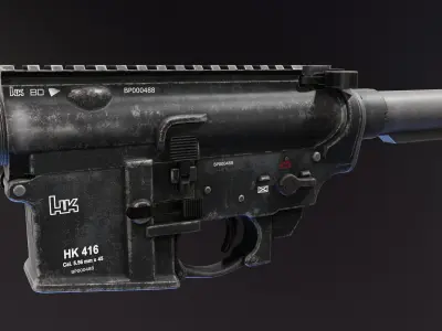 HK416 Receiver set with Barrels Low-poly 3D model