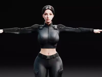 Tactical Female Soldier Character Rigged Low-poly 3D model