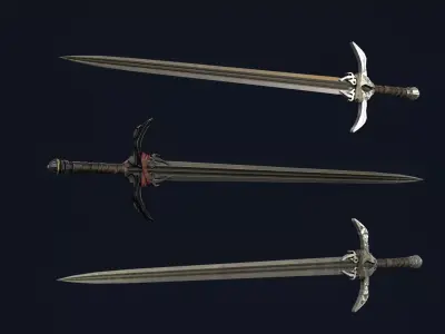 Spiked Longsword Low-poly 3D model