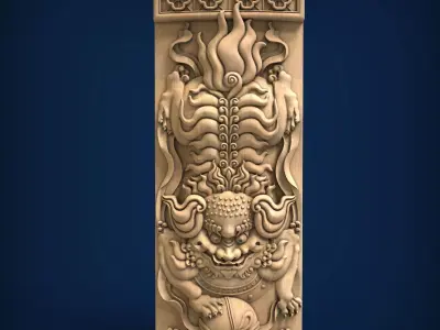 Carved panel painting STL 3D print model 6