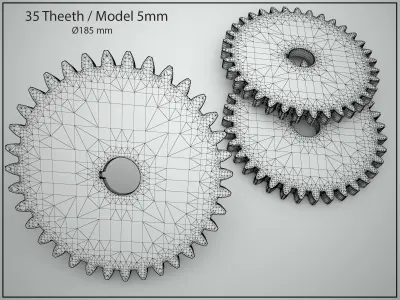 Original Size Gear Wheel 35 Tooth modul 5mm Ready for 3D print  3D print model