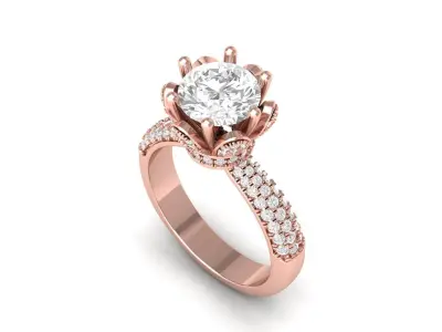 Engagement-ring 3D print model 3
