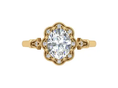 Oval Art Deco Ring 3D print model 7