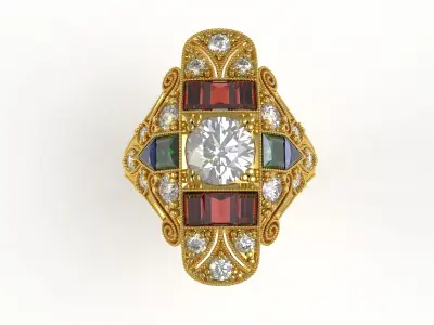 Antique Art Deco Diamond Ring 3D print model