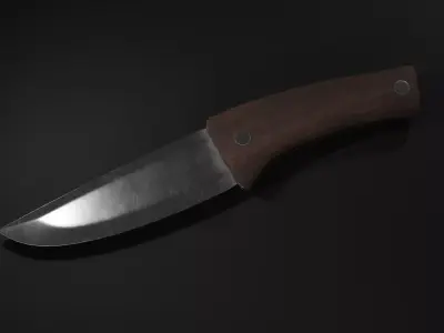 Hunting knife Low-poly 3D model 11