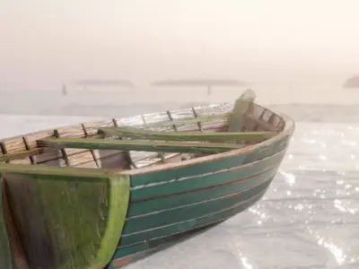 wooden boat Low-poly 3D model