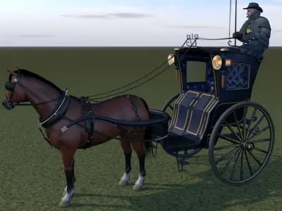 London cab cabman horse 3D model