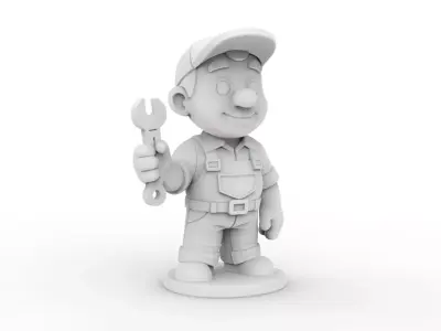 Cartoon Mechanic 3D Printable 3D print model get