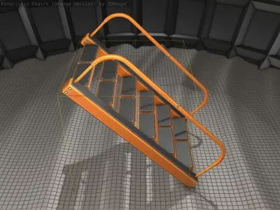 Sci-Fi Stairs - 19 - Orange Version Low-poly 3D model