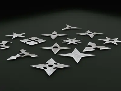 Ninja shuriken pack Low-poly 3D model purchase