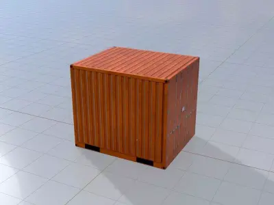 Shipping Container signal orange 10ft Low-poly 3D model