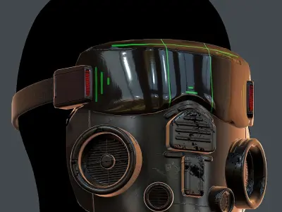 Gas mask helmet 3d model scifi Low-poly  Low-poly 3D model 20