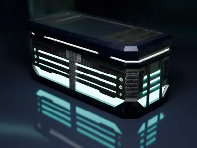 Cyberpunk Tron Crate Low-poly 3D model
