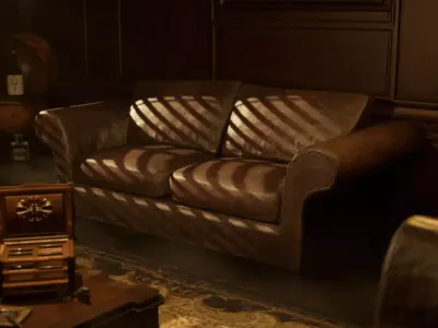 Leather couch  Low-poly 3D model
