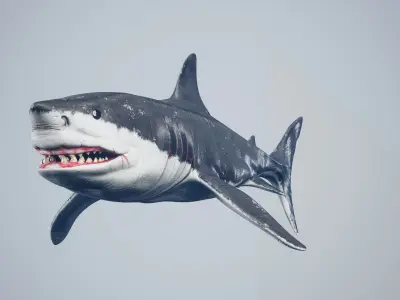 Great White Shark Low-poly 3D model 7