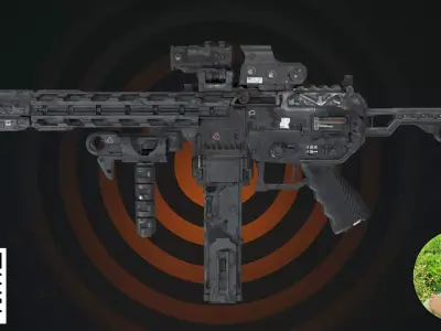 Tactical Cyberpunk SMG 3D model purchase