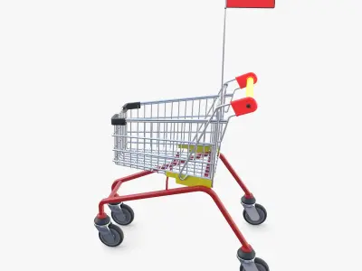 Kid shopping cart v1 Low-poly 3D model
