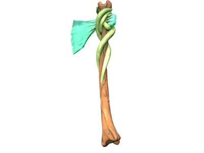 Game-Ready Stylized Fantasy Nature Axe Low-poly 3D model