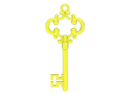 Vintage Ornamental Key Pendant 3D Jewelry Model 6168 3D print model