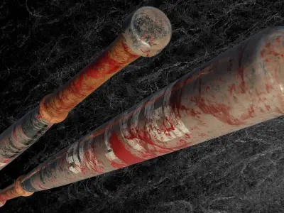 POST APOCALYPTIC MELEE WEAPON NAILED STEEL BAT BLOOD STAINED Low-poly 3D model
