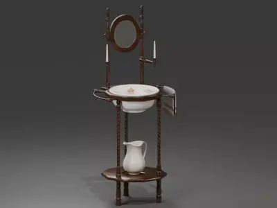 Victorian Wash Basin Wood Low-poly 3D model