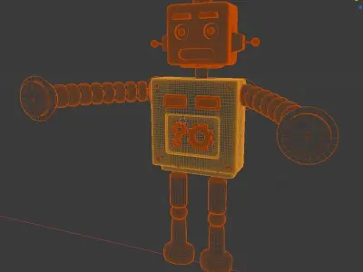 Cartoon 3D Minimalist nice and clean Robot model Low-poly 3D model