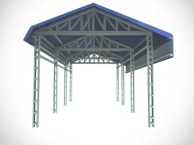 Factory Shed Low-poly 3D model