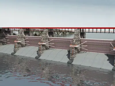 Water Dam Low-poly 3D model purchase