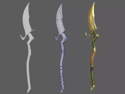 Long Handled Game Weapons Low-poly 3D model