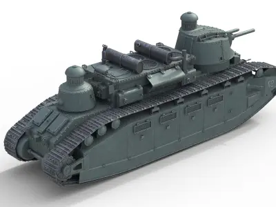 Char 2C Heavy Tank Low-poly 3D model