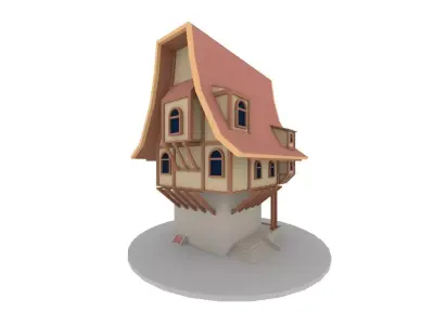 medieval low-poly house Free low-poly 3D model purchase