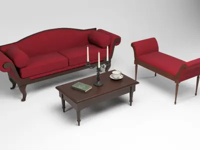 British antique furniture Low-poly 3D model