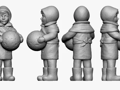 001365 serious kid with a big snowball 3D model