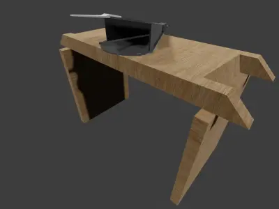 low poly medieval blacksmith bellow Free low-poly 3D model