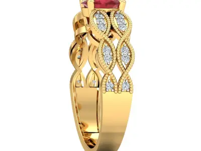 Antique Design Ruby Engagement Ring 3D print model