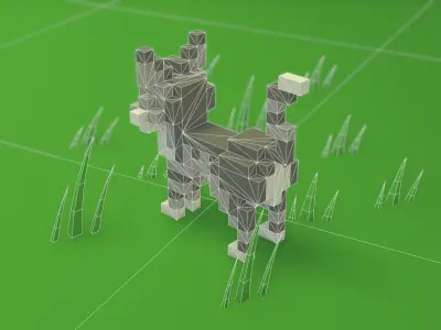Voxel Cartoon Cat game ready Low-poly 3D model