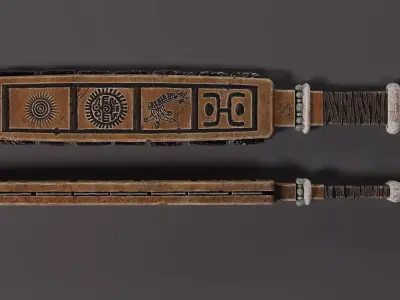 Macuahuitl Low Poly 3D Model Low-poly 3D model