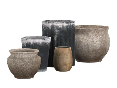 set of garden pots 66 3D model