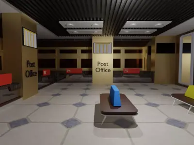 Post Office Interior Low-poly 3D model order